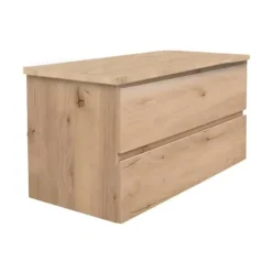 Swiss Aqua Technologies B-Way 99x50x45 cm meuble de salle de bain suspendu avec plaque de recouvrement, 2 tiroirs, chêne mat (BWAY2100OAKDESK)* Meuble Sous-Vasque