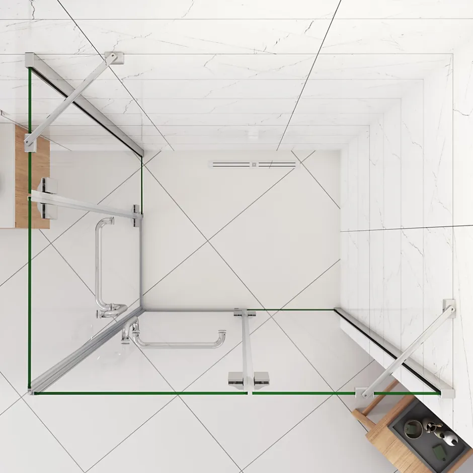 AICA Sanitaire Cabine de douche - 8 mm Verre Anticalcaire - 120 x 90 x190 cm - alu Chrome - avec porte-serviette* Cabine De Douche