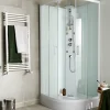 GoodHome Cabine de douche 1/4 de cercle l.85 x L.85 x H.225 cm – hydromassante, blanc, montage rapide, Onega