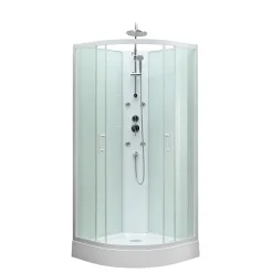 GoodHome Cabine de douche 1/4 de cercle l.85 x L.85 x H.225 cm – hydromassante, blanc, montage rapide, Onega