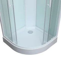GoodHome Cabine de douche 1/4 de cercle l.85 x L.85 x H.225 cm – hydromassante, blanc, montage rapide, Onega