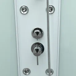 GoodHome Cabine de douche 1/4 de cercle l.85 x L.85 x H.225 cm – hydromassante, blanc, montage rapide, Onega