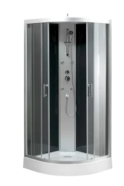 GoodHome Cabine de douche 1/4 de cercle l.90 x L.90 x H.215 cm – hydromassante, gris anthracite, profilés chromés, montage rapide, Onega