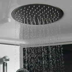 GoodHome Cabine de douche 1/4 de cercle l.90 x L.90 x H.215 cm – hydromassante, gris anthracite, profilés chromés, montage rapide, Onega