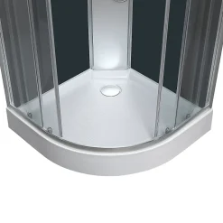 GoodHome Cabine de douche 1/4 de cercle l.90 x L.90 x H.215 cm – hydromassante, gris anthracite, profilés chromés, montage rapide, Onega
