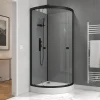 Galedo Cabine de douche 1/4 de cercle l.90 x L.90 x H.215 cm – équipements noir mat, grande ouverture, Grey Touch* Cabine De Douche