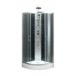 GoodHome Cabine de douche 1/4 de cercle l.85 x L.85 x H.225 cm – hydromassante, chromé, montage rapide, Onega* Cabine De Douche