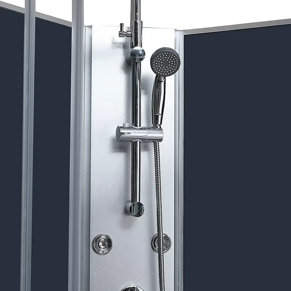 GoodHome Cabine de douche 1/4 de cercle l.85 x L.85 x H.225 cm – hydromassante, chromé, montage rapide, Onega* Cabine De Douche