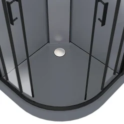 GoodHome Cabine de douche 1/4 de cercle l.90 x L.90 x H.220 cm – hydromassante, fond gris profilés noirs, traitement anticalcaire, Beloya* Cabine De Douche