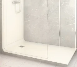 Cabine de douche à l’italienne l.90 x L.160 x H.218 cm – effet marbre gris, receveur de plain-pied, Elmer Serenity* Cabine De Douche Pmr