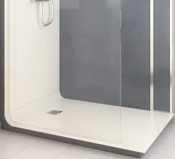 Cabine de douche à l’italienne l.90 x L.140 x H.218 cm – effet béton, receveur de plain-pied, Elmer Serenity