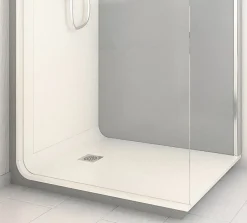 Cabine de douche à l’italienne l.90 x L.120 x H.218 cm – effet ciment, receveur de plain-pied antidérapant, Elmer Serenity
