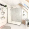 Cabine de douche à l’italienne l.90 x L.170 x H.218 cm – effet marbre gris, receveur de plain-pied, Elmer Serenity* Cabine De Douche|Cabine De Douche Pmr