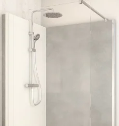 Cabine de douche à l’italienne l.80 x L.120 x H.218 cm – effet pierre grise, receveur de plain-pied, Elmer Serenity