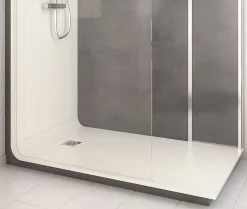Cabine de douche à l’italienne l.90 x L.160 x H.218 cm – effet pierre charbon, receveur de plain-pied, Elmer Serenity