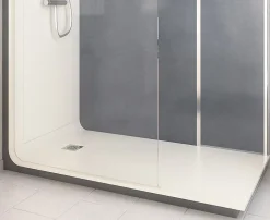 Cabine de douche à l’italienne l.90 x L.170 x H.218 cm – effet béton, receveur de plain-pied, Elmer Serenity