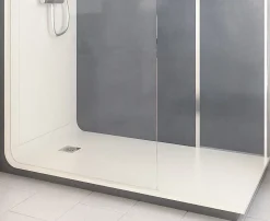 Cabine de douche à l’italienne l.80 x L.170 x H.218 cm – effet béton, receveur de plain-pied, Elmer Serenity* Cabine De Douche Pmr