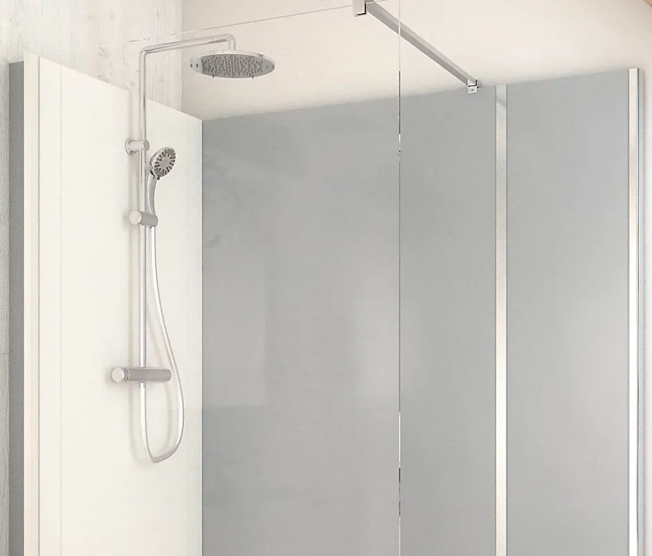 Cabine de douche à l’italienne l.80 x L.160 x H.218 cm – effet ciment, receveur de plain-pied, Elmer Serenity