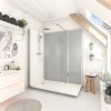 Cabine de douche à l’italienne l.90 x L.170 x H.218 cm – effet ciment, receveur de plain-pied, Elmer Serenity* Cabine De Douche Pmr