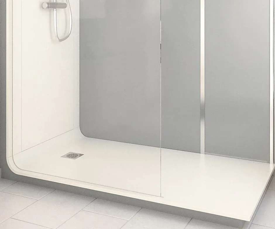 Cabine de douche à l’italienne l.90 x L.170 x H.218 cm – effet ciment, receveur de plain-pied, Elmer Serenity* Cabine De Douche Pmr