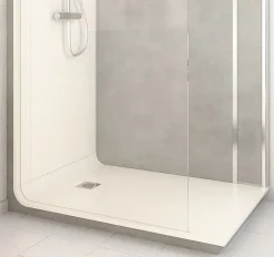 Cabine de douche à l’italienne l.90 x L.140 x H.218 cm – effet pierre grise, receveur de plain-pied, Elmer Serenity* Cabine De Douche Pmr
