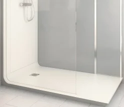 Cabine de douche à l’italienne l.90 x L.160 x H.218cm – effet ciment, receveur de plain-pied, Elmer Serenity