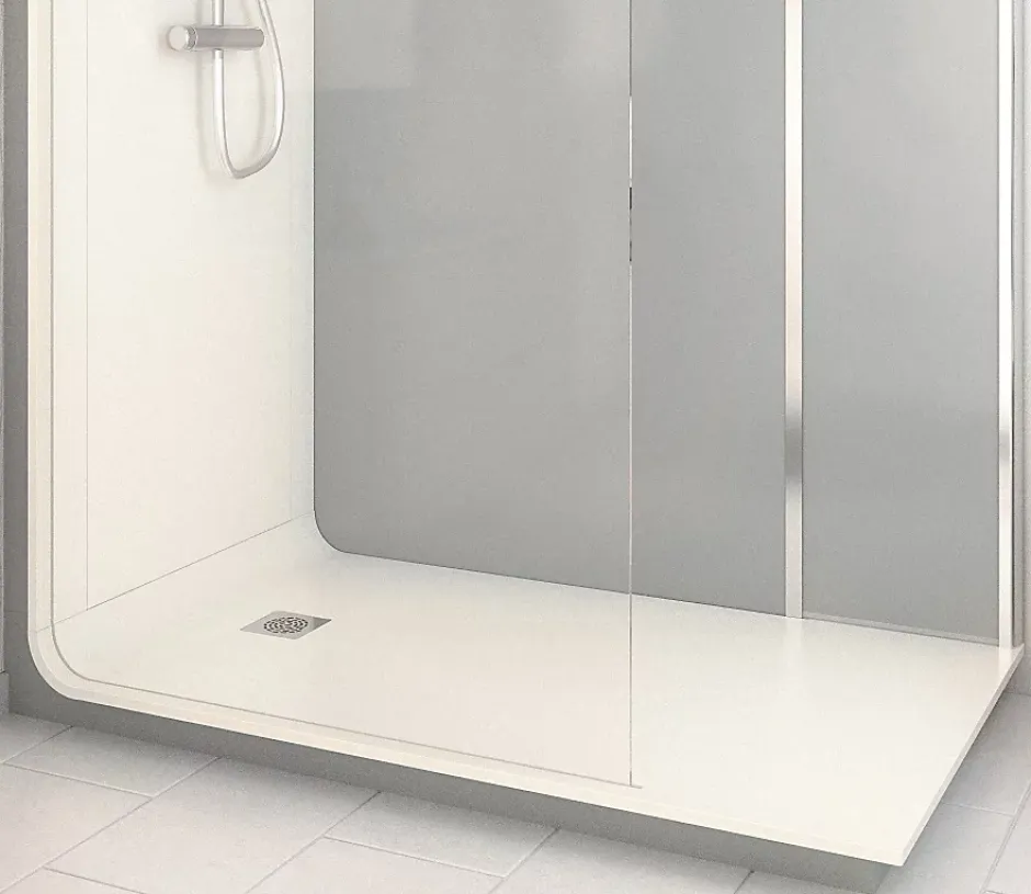 Cabine de douche à l’italienne l.90 x L.160 x H.218cm – effet ciment, receveur de plain-pied, Elmer Serenity