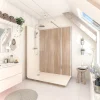 Cabine de douche à l’italienne l.80 x L.160 x H.218 cm – effet bois, receveur de plain-pied, Elmer Serenity* Cabine De Douche Pmr