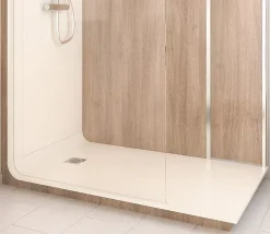 Cabine de douche à l’italienne l.80 x L.160 x H.218 cm – effet bois, receveur de plain-pied, Elmer Serenity* Cabine De Douche Pmr