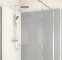 Cabine de douche à l’italienne l.90 x L.140 x H.218 cm – effet ciment, receveur de plain-pied, Elmer Serenity