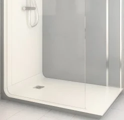 Cabine de douche à l’italienne l.90 x L.140 x H.218 cm – effet ciment, receveur de plain-pied, Elmer Serenity