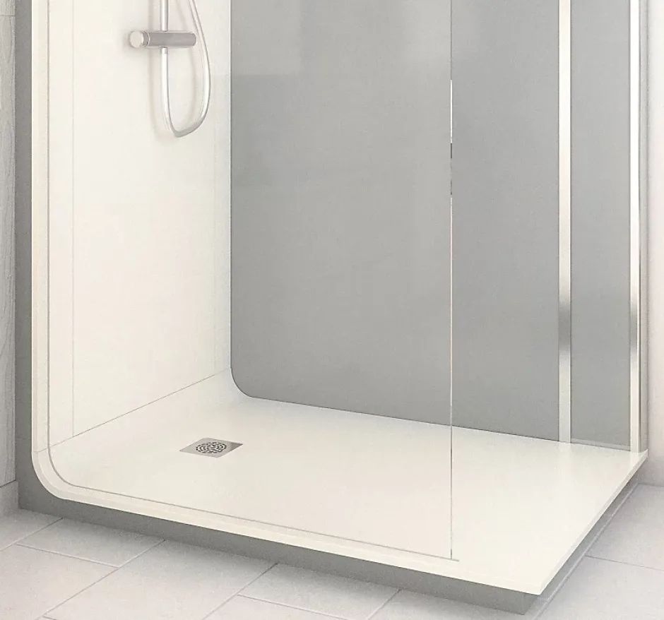 Cabine de douche à l’italienne l.80 x L.140 x H.218 cm – effet ciment, receveur de plain-pied, Elmer Serenity* Cabine De Douche Pmr