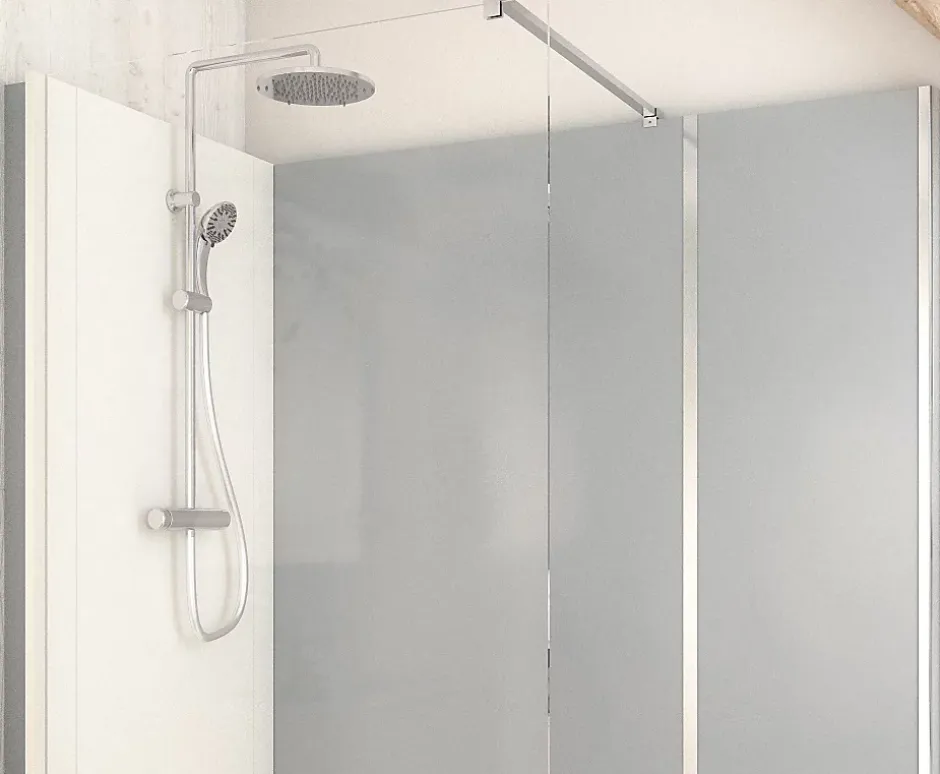 Cabine de douche à l’italienne l.80 x L.170 x H.218 cm – effet ciment, receveur de plain-pied, Elmer Serenity* Cabine De Douche Pmr