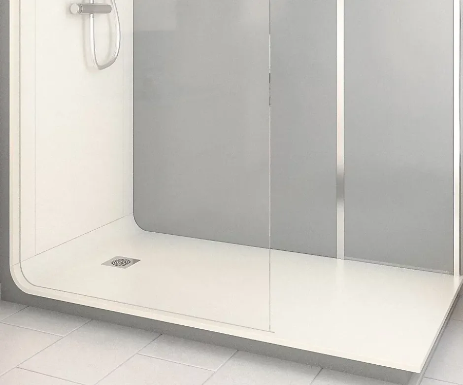 Cabine de douche à l’italienne l.80 x L.170 x H.218 cm – effet ciment, receveur de plain-pied, Elmer Serenity* Cabine De Douche Pmr