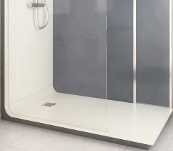 Cabine de douche à l’italienne l.90 x L.160 x H.218 cm – effet béton, receveur de plain-pied, Elmer Serenity
