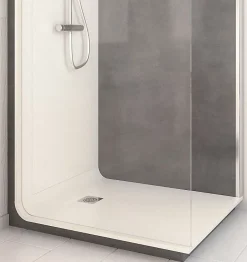 Cabine de douche à l’italienne l.80 x L.120 x H.218 cm – effet pierre charbon, receveur de plain-pied, Elmer Serenity