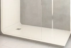 Cabine de douche à l’italienne l.80 x L.170 x H.218 cm – effet pierre grise, receveur de plain-pied, Elmer Serenity* Cabine De Douche Pmr