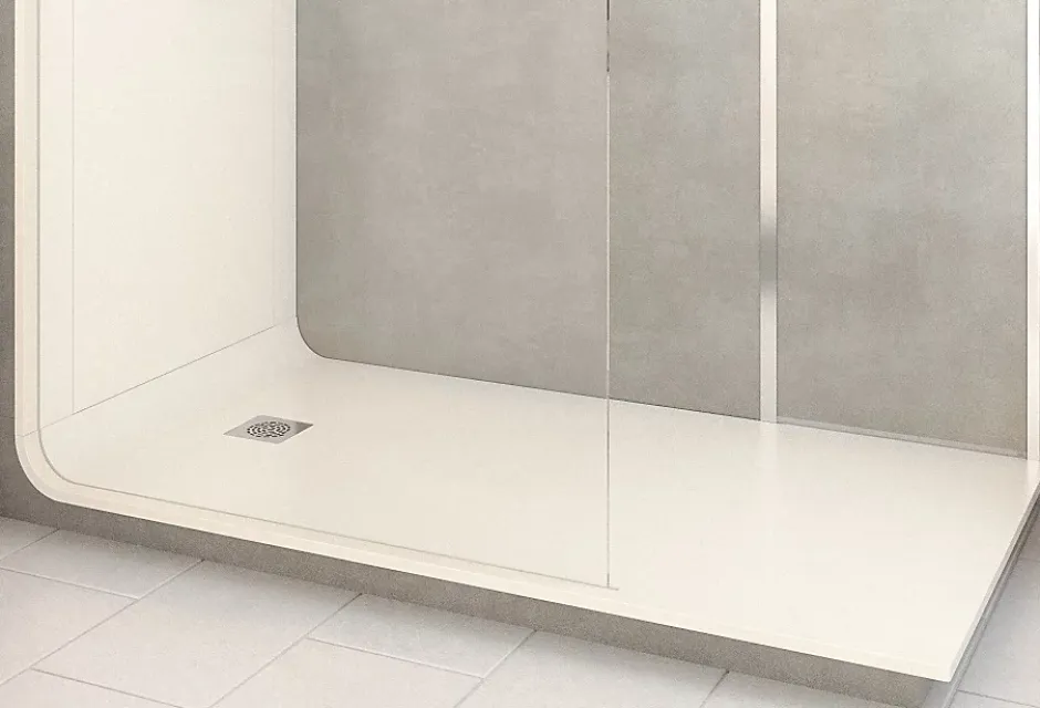 Cabine de douche à l’italienne l.80 x L.170 x H.218 cm – effet pierre grise, receveur de plain-pied, Elmer Serenity* Cabine De Douche Pmr