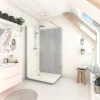 Cabine de douche à l’italienne l.80 x L.120 x H.218 cm – effet ciment, receveur de plain-pied antidérapant, Elmer Serenity* Cabine De Douche Pmr