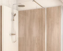 Cabine de douche à l’italienne l.90 x L.170 x H.218 cm – effet bois, receveur de plain-pied, Elmer Serenity* Cabine De Douche Pmr|Cabine De Douche