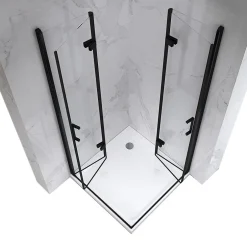 Saniverre Cabine de douche ATÉA-BLACK H.180 cm, 80 x 90 cm, 2 portes pliantes et pivotantes, verre transparent 6 mm + receveur -