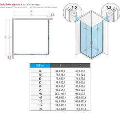 Saniverre Cabine de douche ATÉA-BLACK H.180 cm, 70 x 70 cm, 2 portes pliantes et pivotantes, verre transparent 6 mm -
