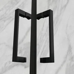 Saniverre Cabine de douche ATÉA-BLACK H.180 cm, 70 x 70 cm, 2 portes pliantes et pivotantes, verre transparent 6 mm -