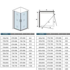 AICA Sanitaire Cabine de douche battante - 6 mm Verre Anticalcaire - 100 x 100 x180 cm - installer réversible - alu Chrome* Cabine De Douche