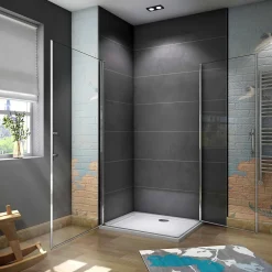 AICA Sanitaire Cabine de douche battante - 6 mm Verre Anticalcaire - 90 x 90 x180 cm - installer réversible - alu Chrome* Cabine De Douche