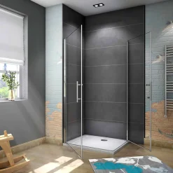 AICA Sanitaire Cabine de douche battante - 6 mm Verre Anticalcaire - 80 x 70 x180 cm - installer réversible - alu Chrome* Cabine De Douche