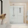 Aurlane Cabine de douche blanche sécurisée et accessible à tous 160x85x220cm - Mitigeur Thermostatique* Cabine De Douche