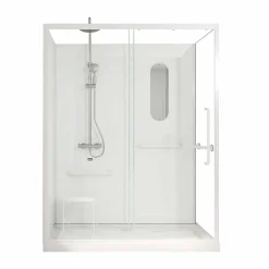 Aurlane Cabine de douche blanche sécurisée et accessible à tous 160x85x220cm - Mitigeur Thermostatique* Cabine De Douche
