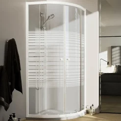 Idralite Cabine de Douche Blanche Demi-Circulaire 90x90 CM H185 Verre Sérigraphié mod. Blanc* Cabine De Douche