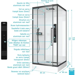 Aurlane Cabine de douche CARRÉE - 90x90x217cm - FACTORY 2 SQUARE